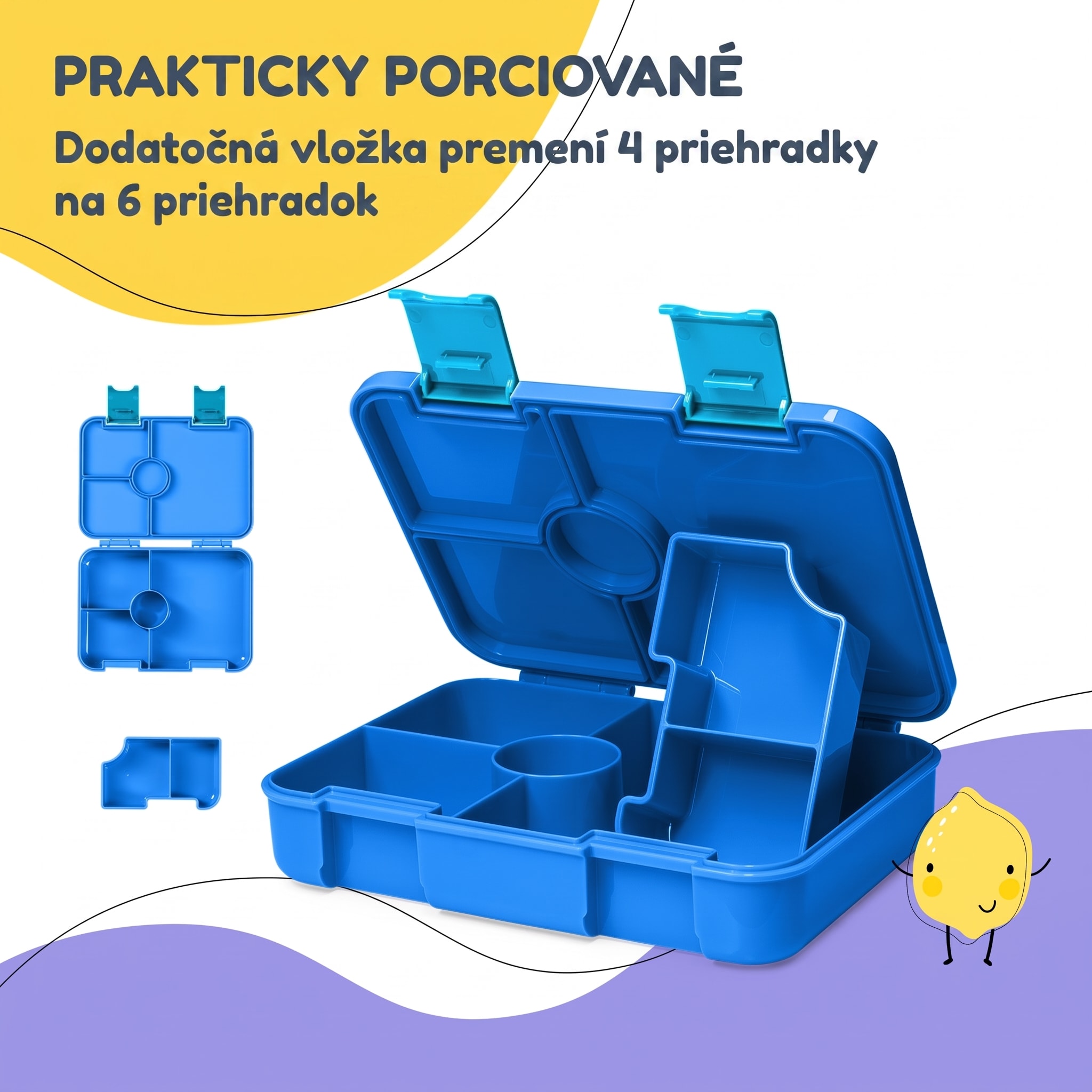 schmatzfatz by Klarstein Lite obedová krabička 6 priehradiek 20,8x4,5x15 cm BPA-free Tritan – Obrázok 3