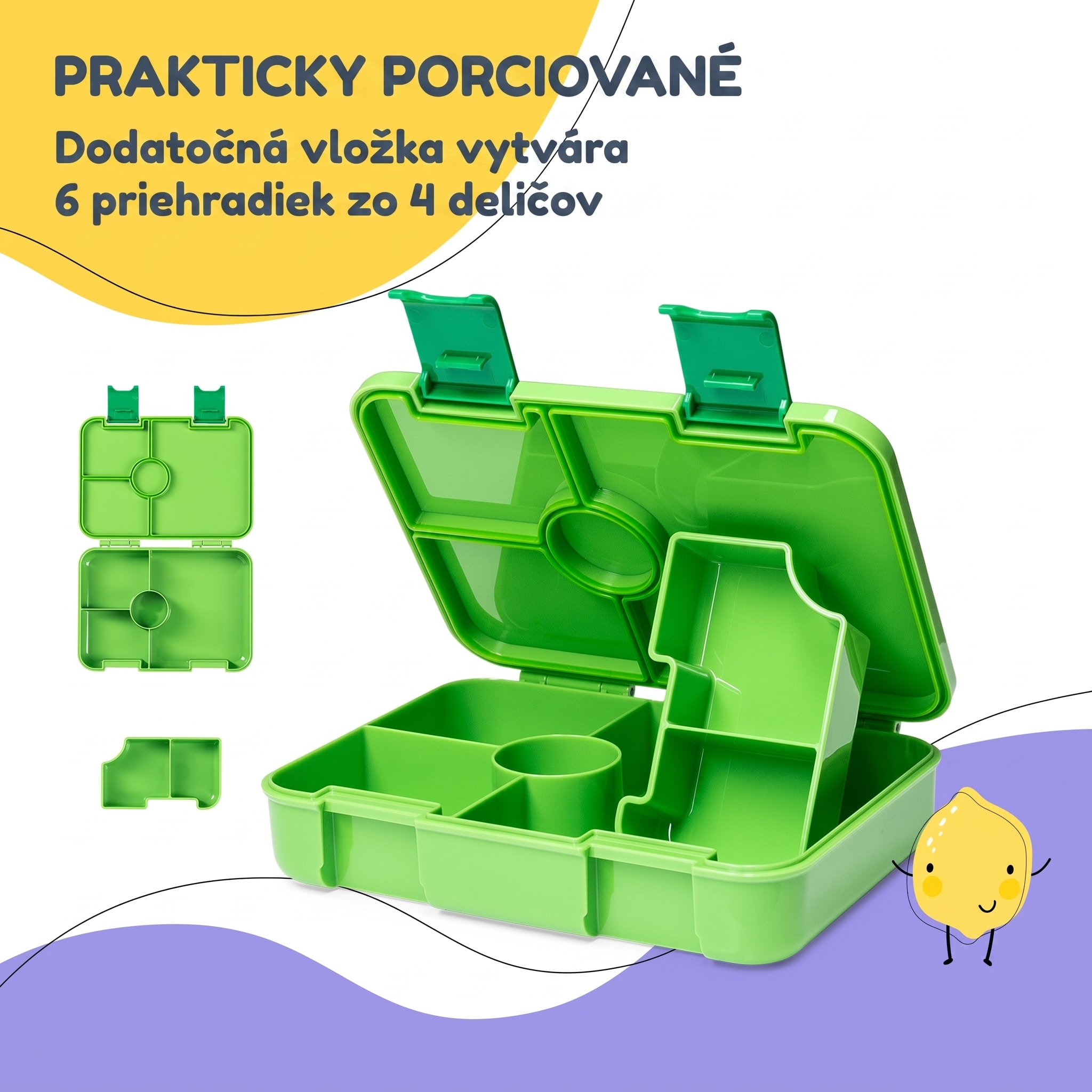 schmatzfatz by Klarstein Lite obedová krabička 6 priehradiek 20,8x4,5x15 cm BPA-free Tritan – Obrázok 3