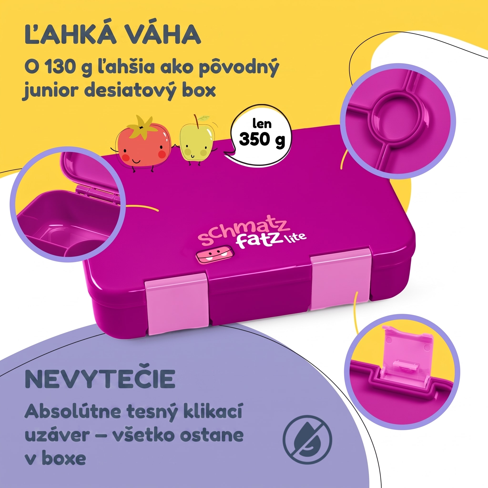 schmatzfatz by Klarstein Lite obedová krabička 6 priehradiek 20,8x4,5x15 cm BPA-free Tritan – Obrázok 2