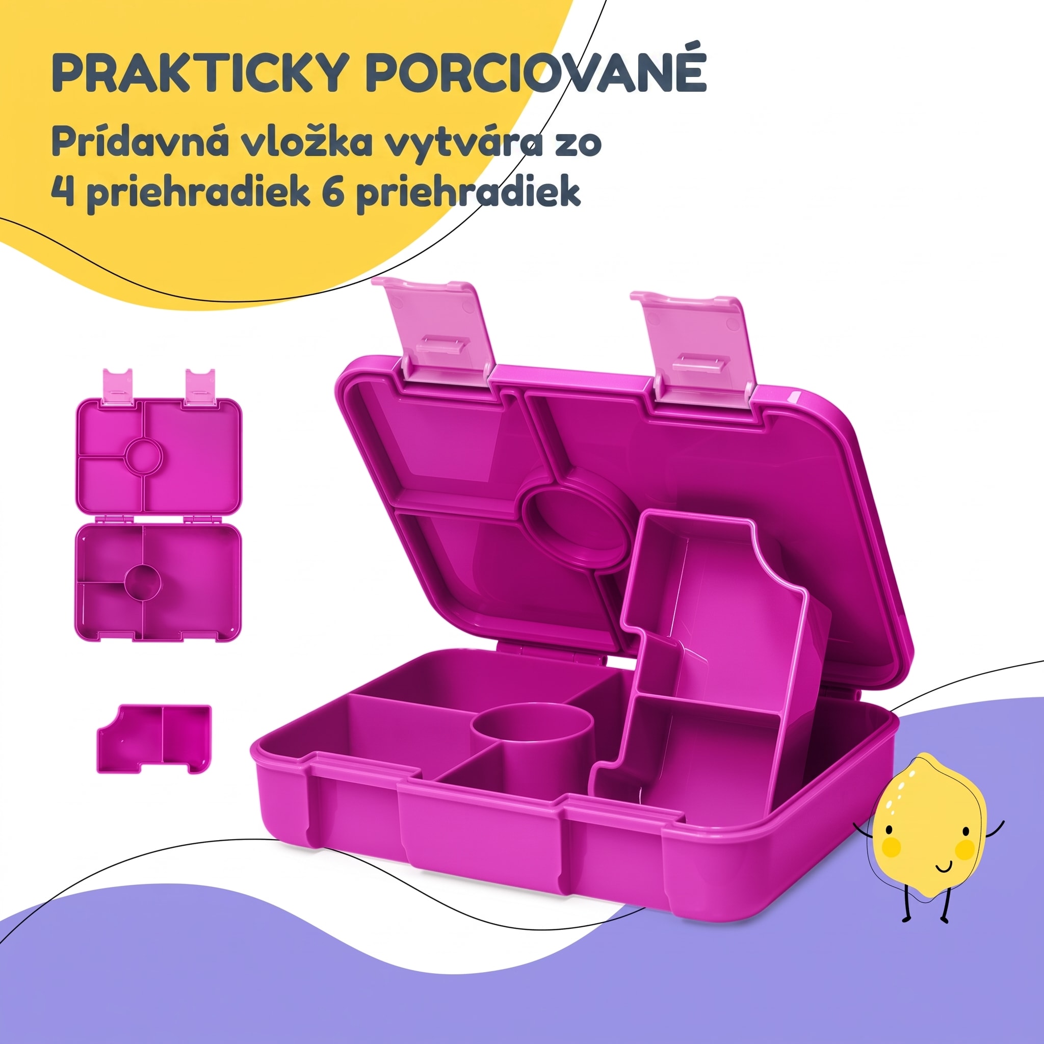 schmatzfatz by Klarstein Lite obedová krabička 6 priehradiek 20,8x4,5x15 cm BPA-free Tritan – Obrázok 3