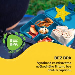schmatzfatz by Klarstein Lite obedová krabička 6 priehradiek 20,8x4,5x15 cm BPA-free Tritan