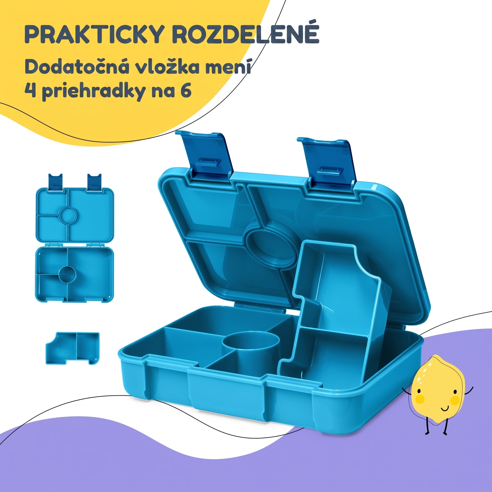 schmatzfatz by Klarstein Lite obedová krabička 6 priehradiek 20,8x4,5x15 cm BPA-free Tritan – Obrázok 3