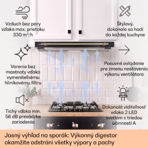 Klarstein Vilhelmine 60 Retro odsávač plochý s výkonom 320 m³/h, energetická trieda B, vysúvateľný