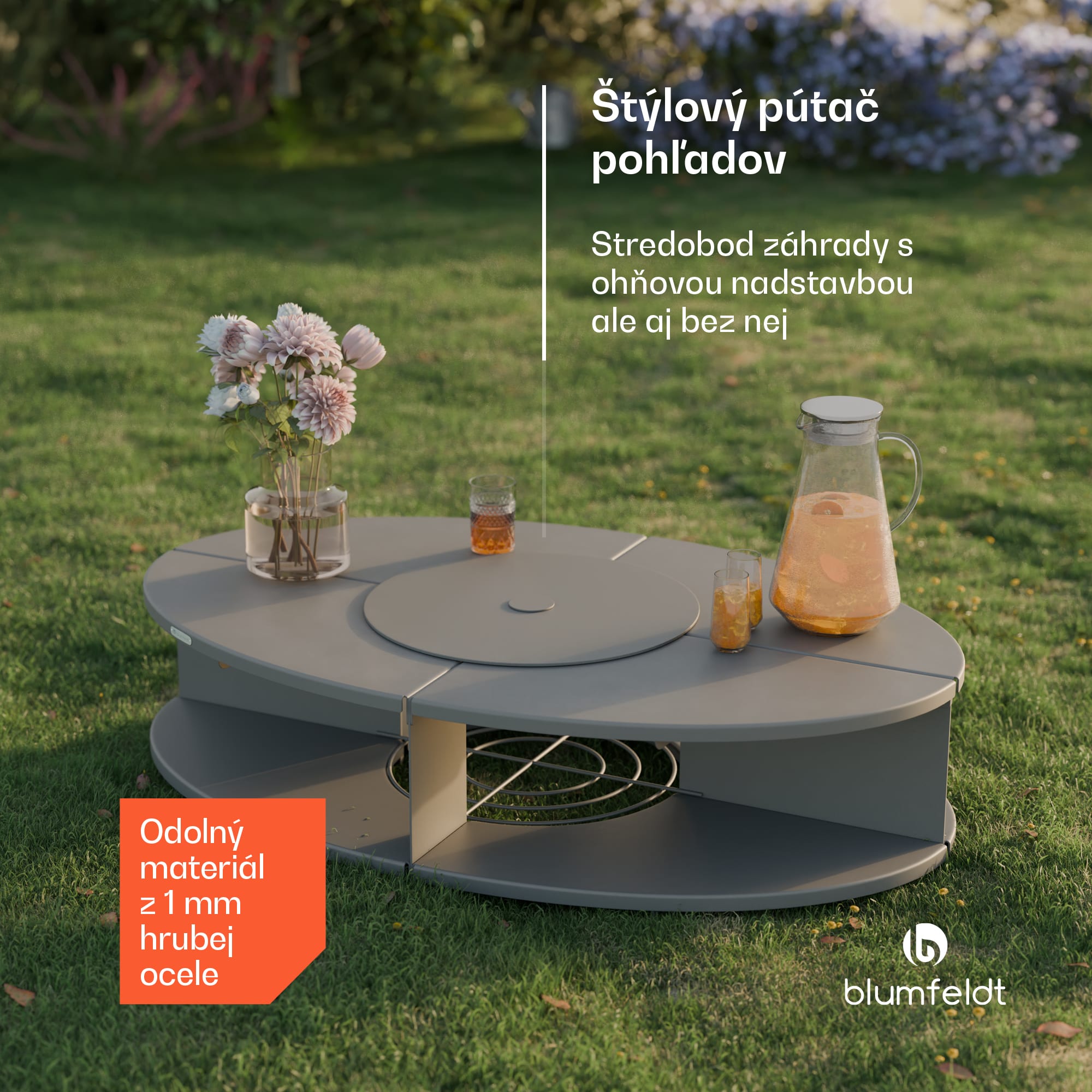 Blumfeldt Firebowl Ebeko 3 v 1, možno použiť ako gril alebo stôl, grilovací rošt + ochrana proti iskrám – Obrázok 3