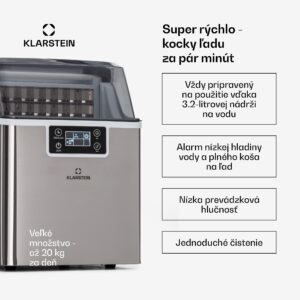 Klarstein Chios, výrobník ľadu, 20 kg/24 h, Auto-Clean, nádrž 3,2 l