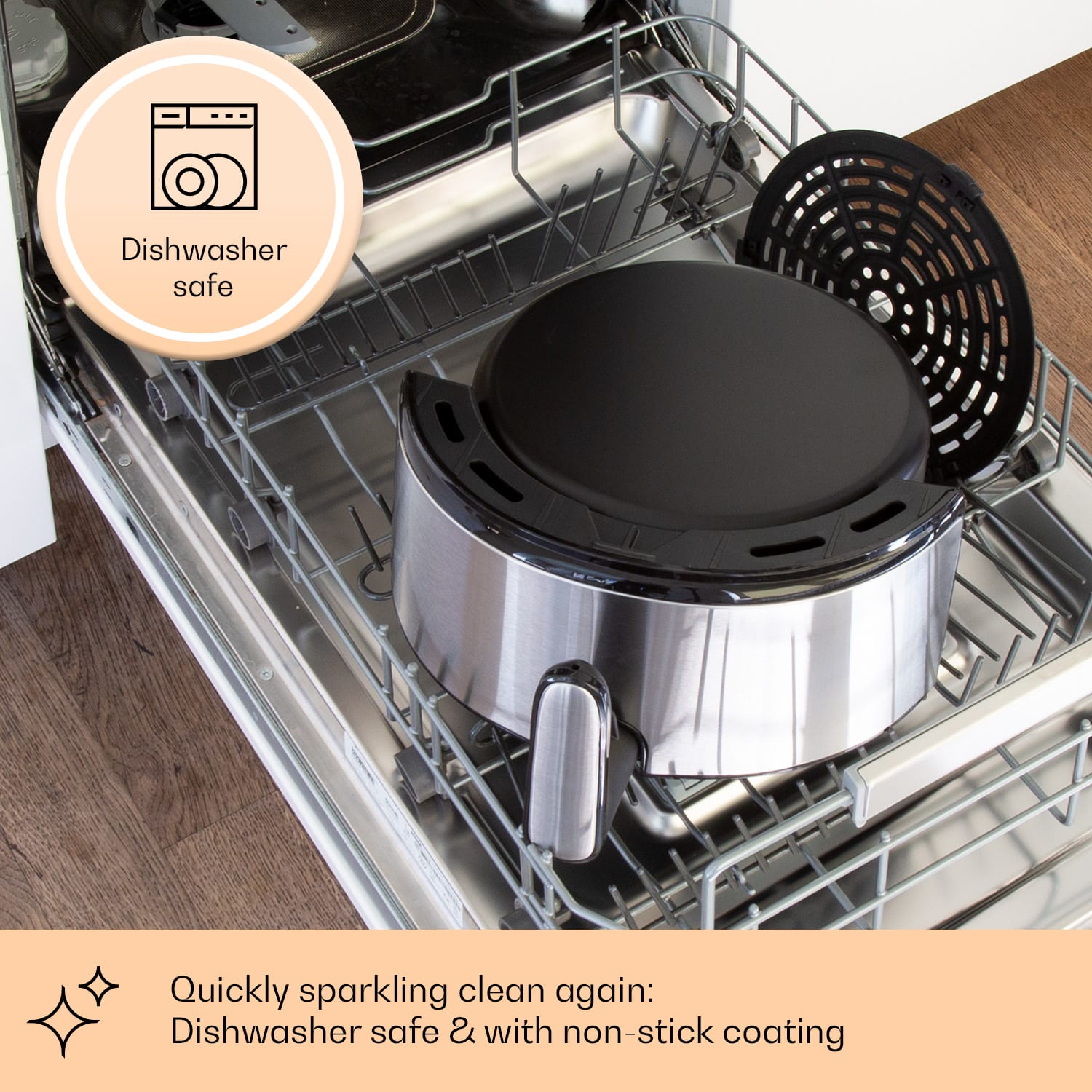 Klarstein Crisp-Pro, teplovzdušná fritéza, 1500 W, 4,3 l, nehrdzavejúca oceľ – Obrázok 3