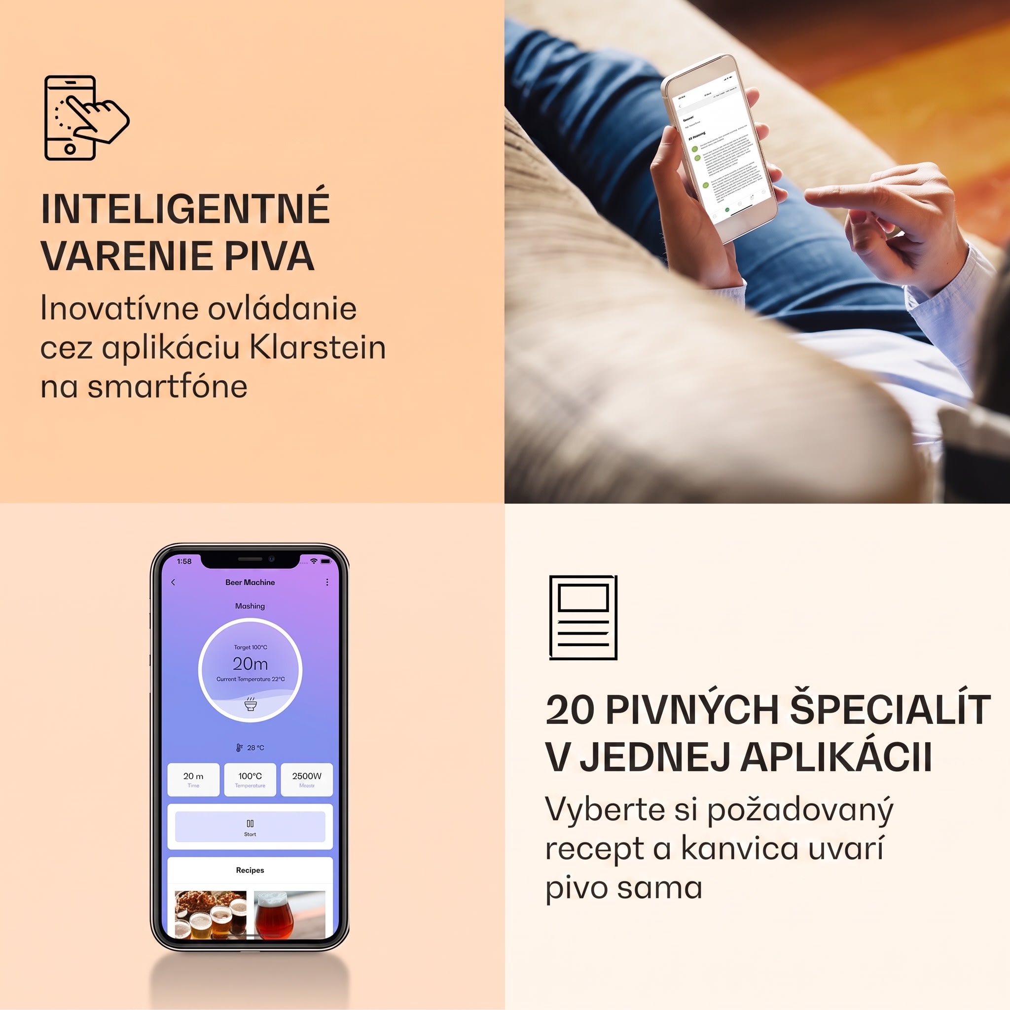 Klarstein Brauheld Smart 45, rmutovací kotol, 45 l, 2500 W, 100 °C, obehové čerpadlo, nehrdzavejúca oceľ