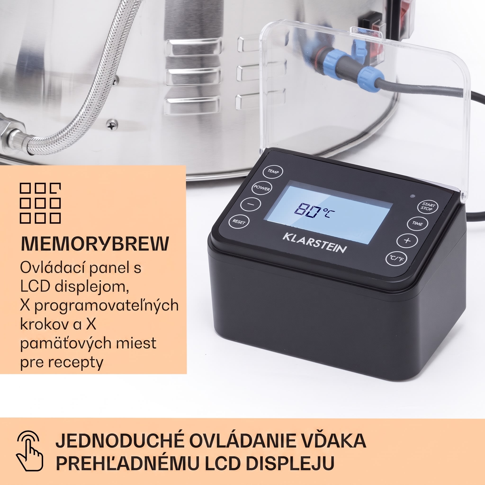 Klarstein Brauheld Smart 65, rmutovací kotol, 65 l, 2500 W, 100 °C, obehové čerpadlo, nehrdzavejúca oceľ – Obrázok 3
