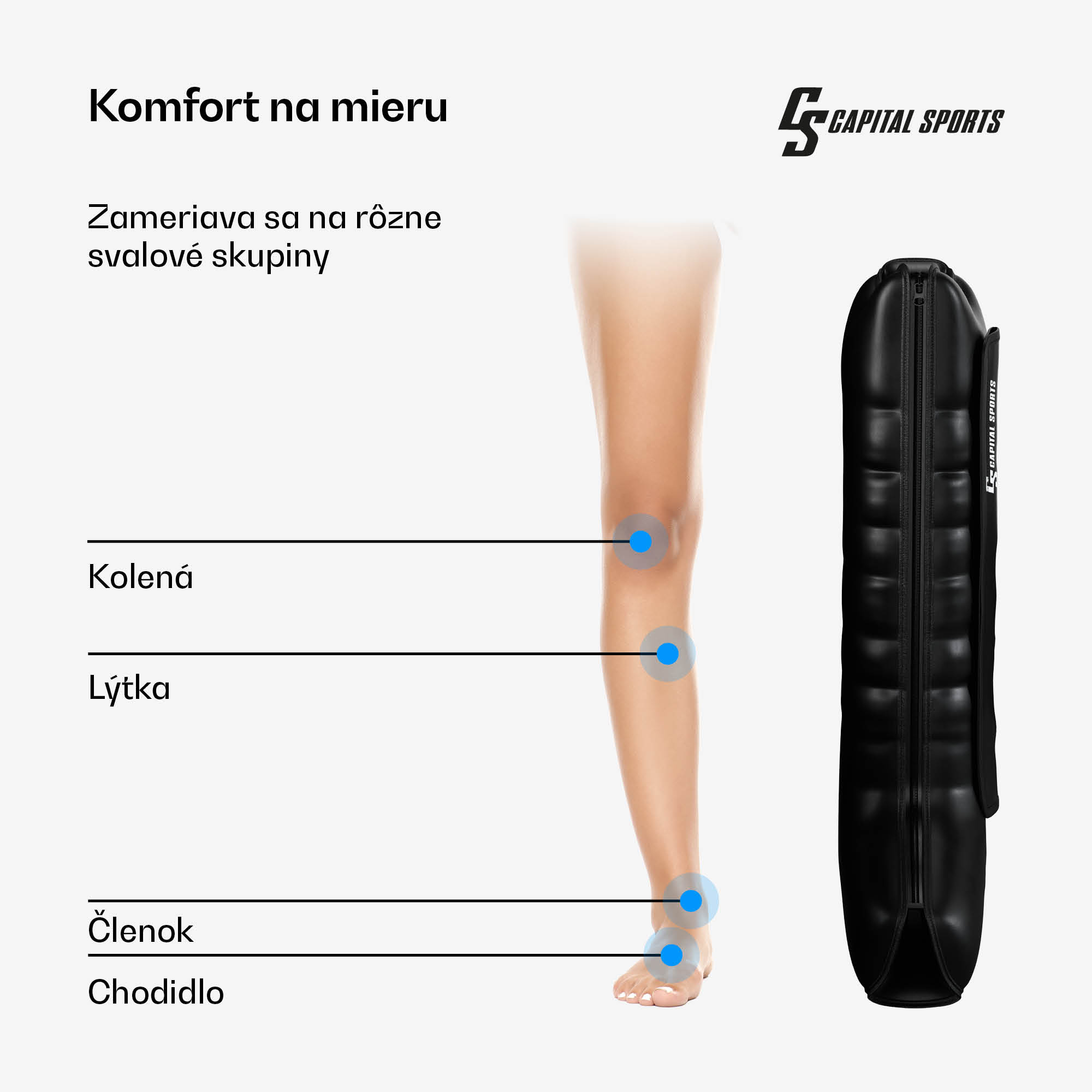 Capital Sports Hyper Cap vzduchový kompresný návlek, 6 oddielov, jemná až intenzívna kompresia, ca. 55 dB – Obrázok 4