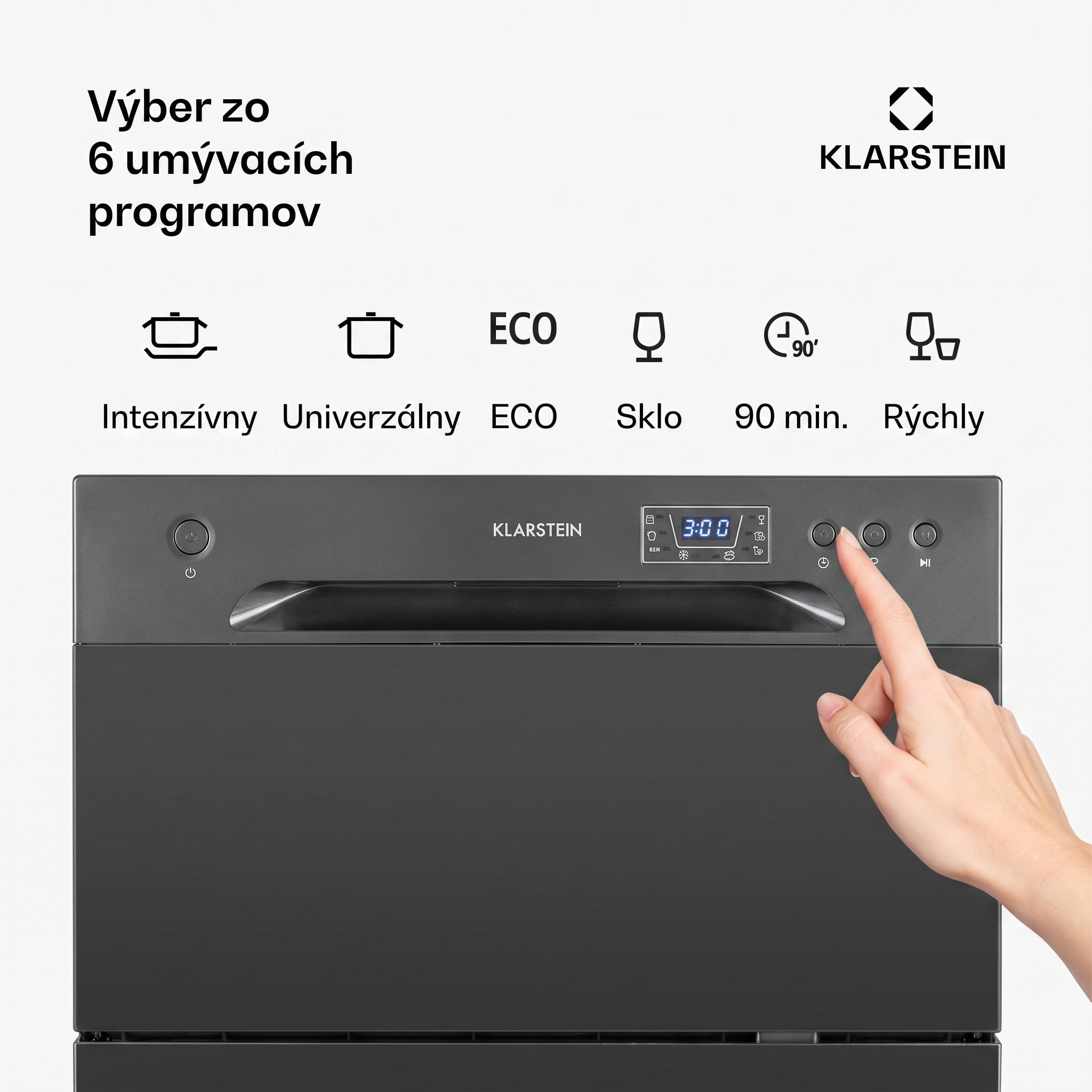 Klarstein Amazonia 6, umývačka riadu, 1380 W, na 6 súprav riadu, energet. trieda F, 49 dB, tlačidlové ovládanie – Obrázok 2