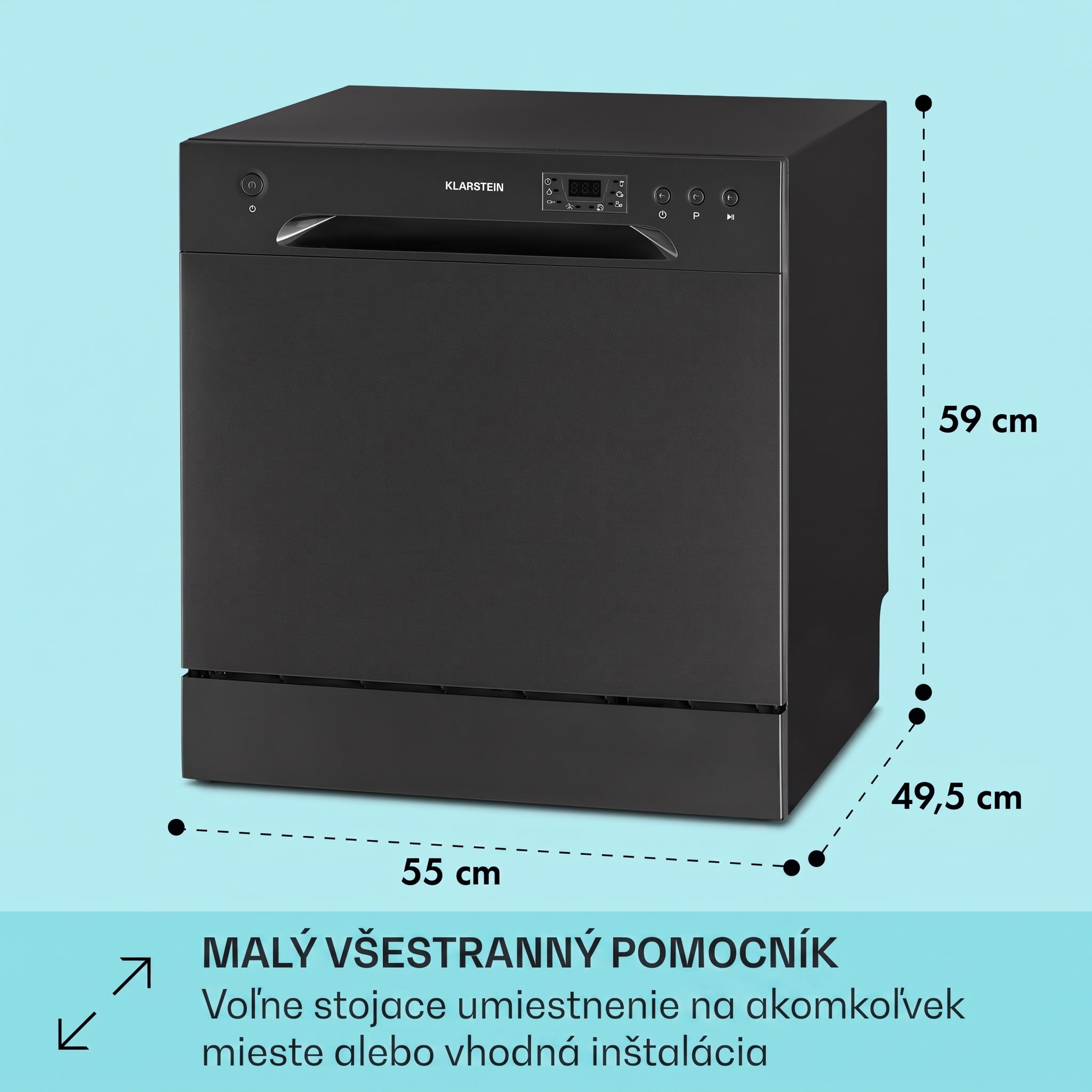 Klarstein Amazonia 8, umývačka riadu, 1620 W, na 8 súprav riadu, energet. trieda F, 49 dB – Obrázok 4