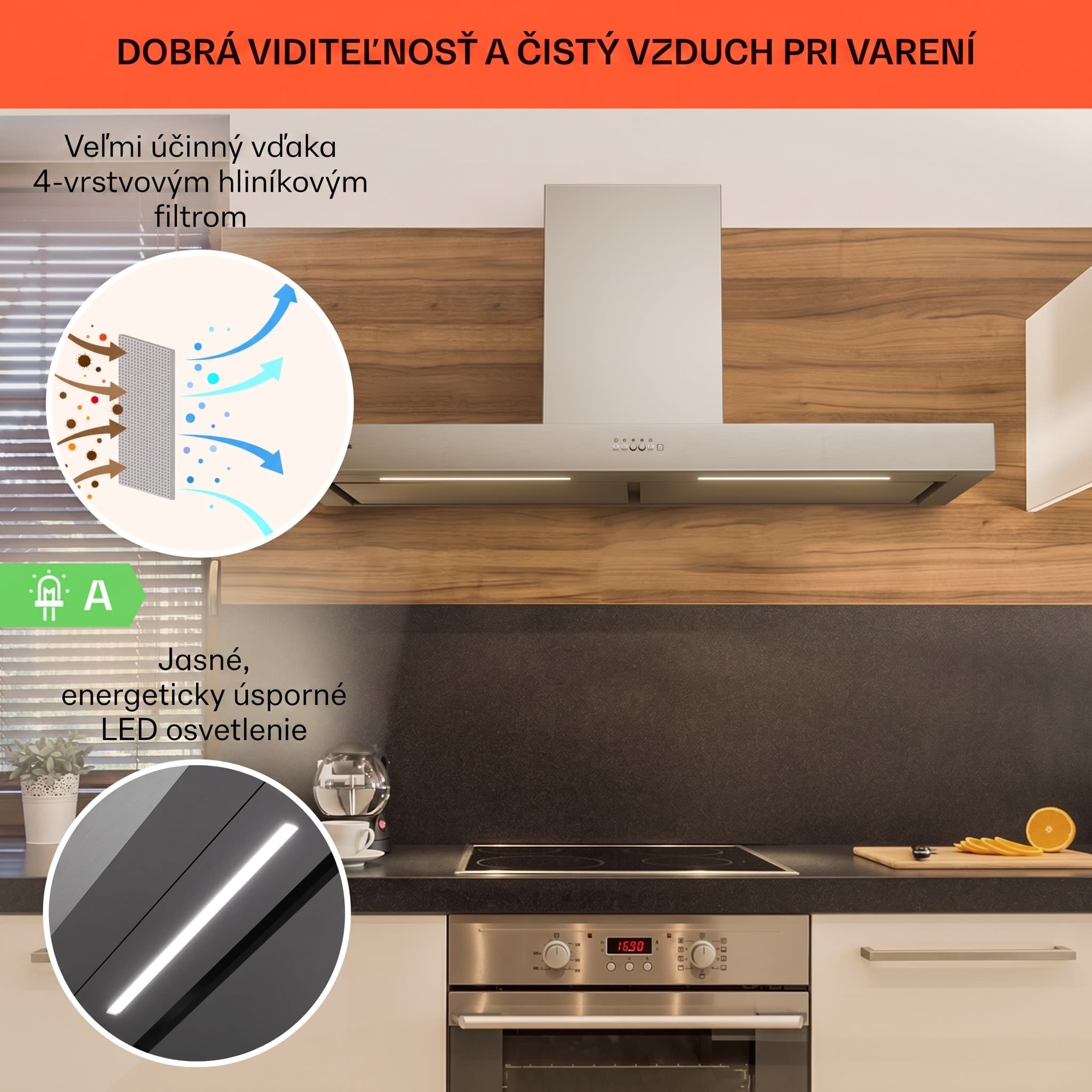 Klarstein Limelight, digestor, 120 cm, nástenný, 546,2 m³/h, nehrdzavejúca oceľ – Obrázok 3
