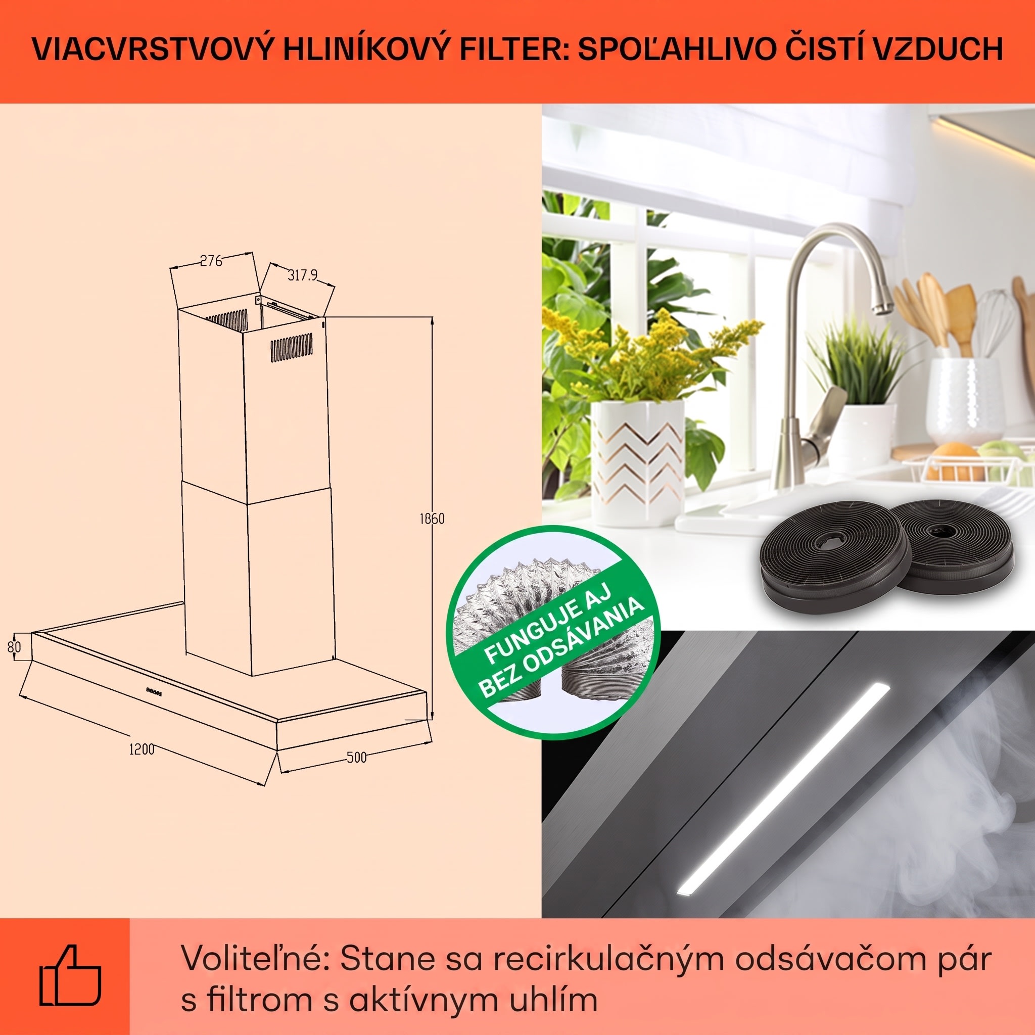 Klarstein Limelight, digestor, 120 cm, nástenný, 546,2 m³/h, nehrdzavejúca oceľ – Obrázok 4