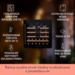 Klarstein Vinsider 36 Built-In Uno, vstavaná vinotéka, 92 l, 36 fliaš, nehrdzavejúca oceľ