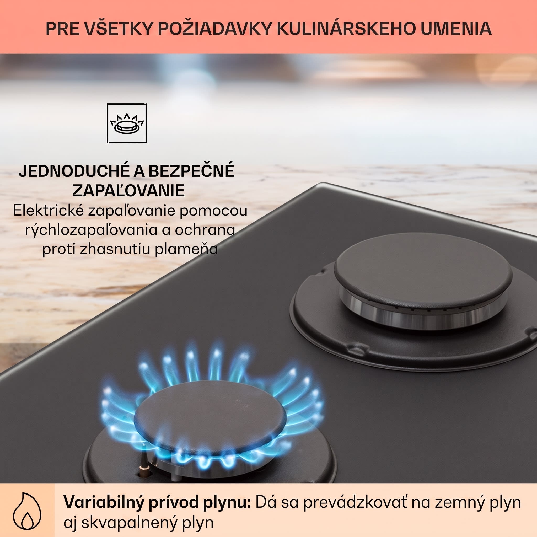 Klarstein Firetale plynová varná doska 2 horáky hliníkový horák zemný/propán plyn vrátane hadice a redukčného ventilu – Obrázok 4