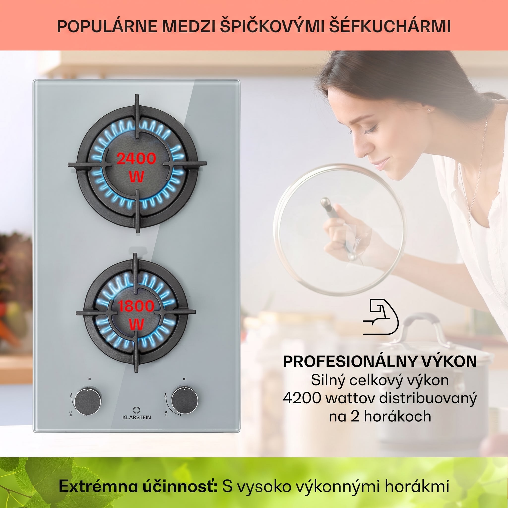 Klarstein Firetale plynová varná doska 2 horáky hliníkový horák zemný/propán plyn vrátane hadice a redukčného ventilu – Obrázok 2