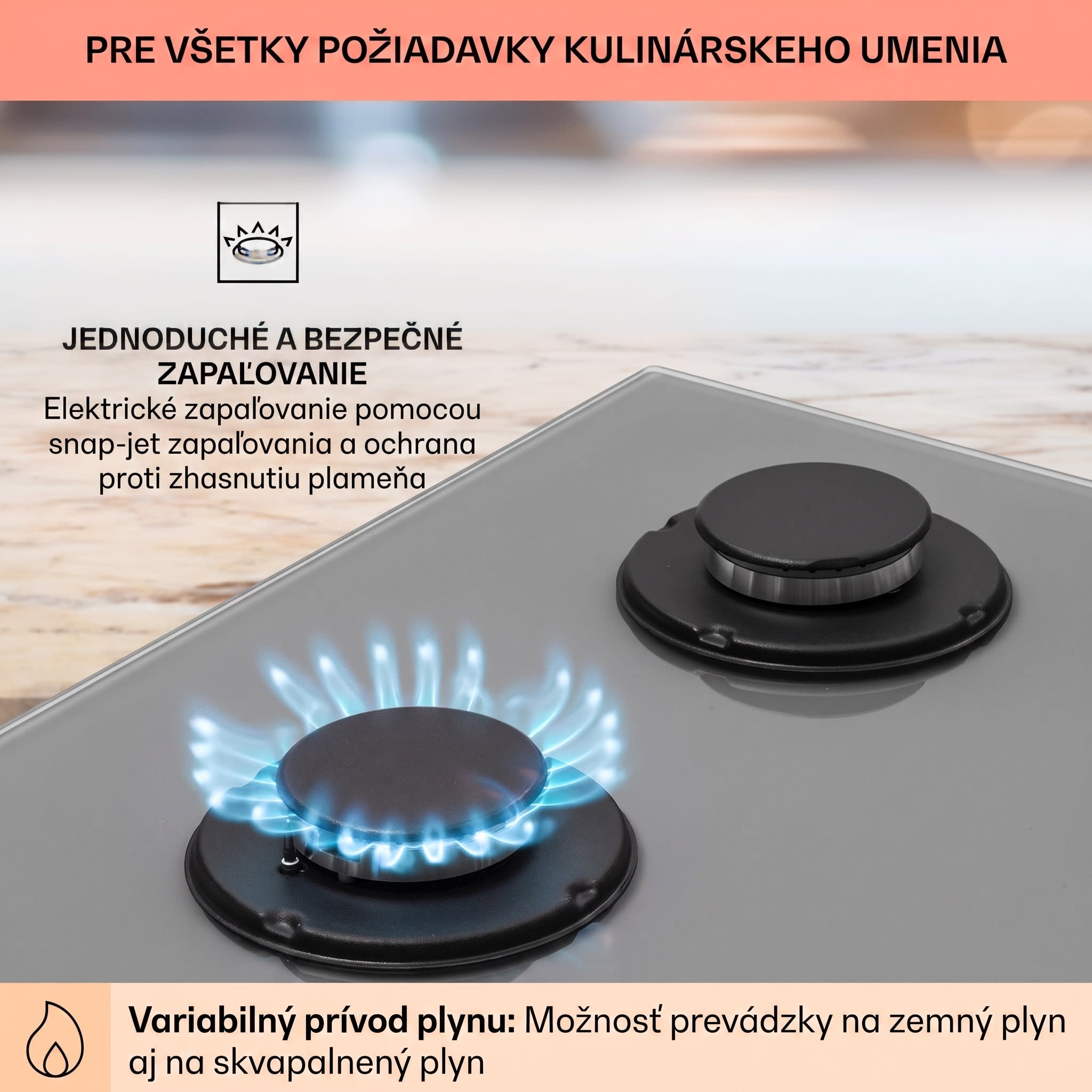 Klarstein Firetale, plynová varná doska, 4 hliníkové horáky, vrátane hadice a redukčného ventilu – Obrázok 4