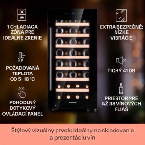 Klarstein Barossa 38 Uno vinotéka 1 zóna 94 l 38 fl dotykový displej