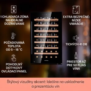 Klarstein Barossa 50 Uno, vinotéka, 120 l, 52 fliaš, 1 zóna, dotykový displej