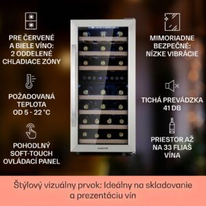 Klarstein Vinamour 33 Duo vinotéka 2 zóny 89 l / 33 fliaš 5-18°C dotykový ovládanie