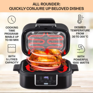 Klarstein Combo Air, teplovzdušná fritéza s grilom, 1500 W, 4,5 l grilovací kôš, 2,5 l fritovací kôš, 5 programov