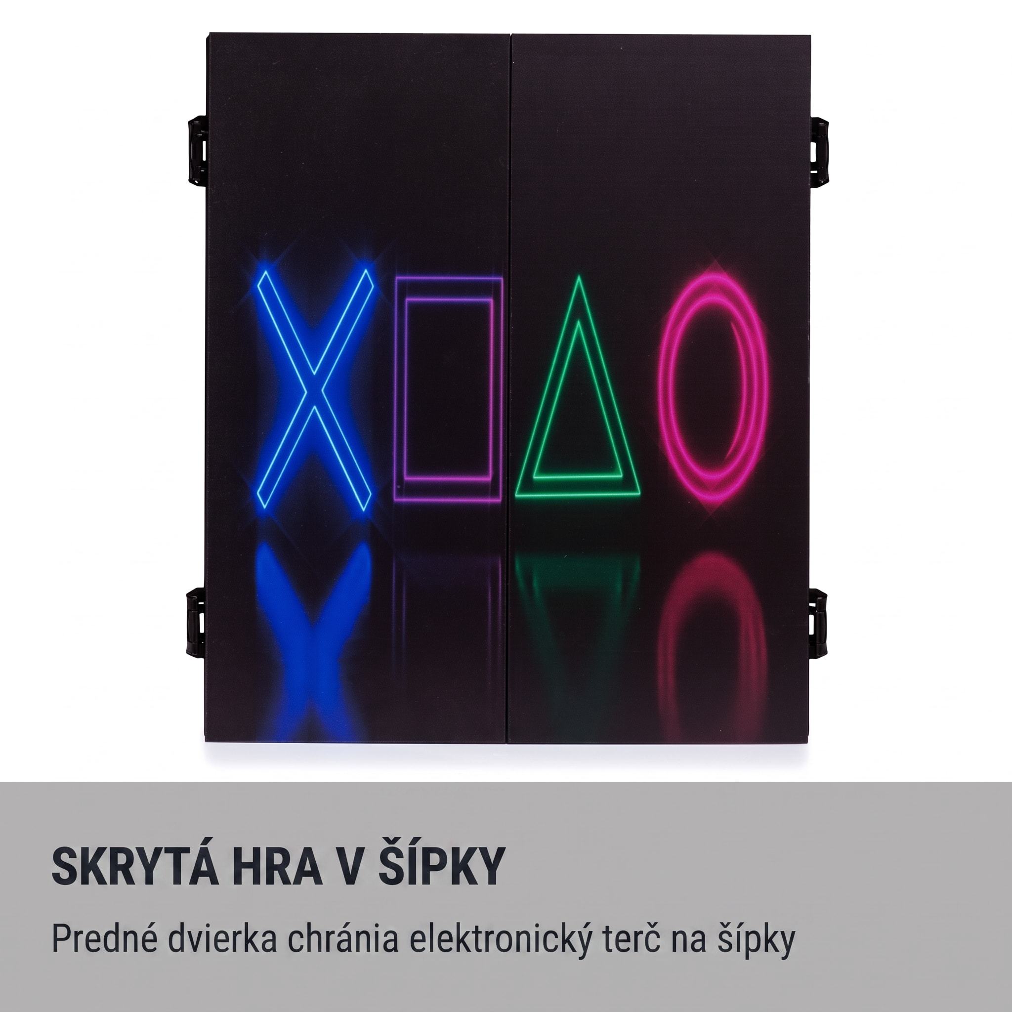 KLARFIT Dartmaster 180 šípky predné dvierka vrátane 12 šípok a 24 šípkových hrotov napájanie montáž na stenu