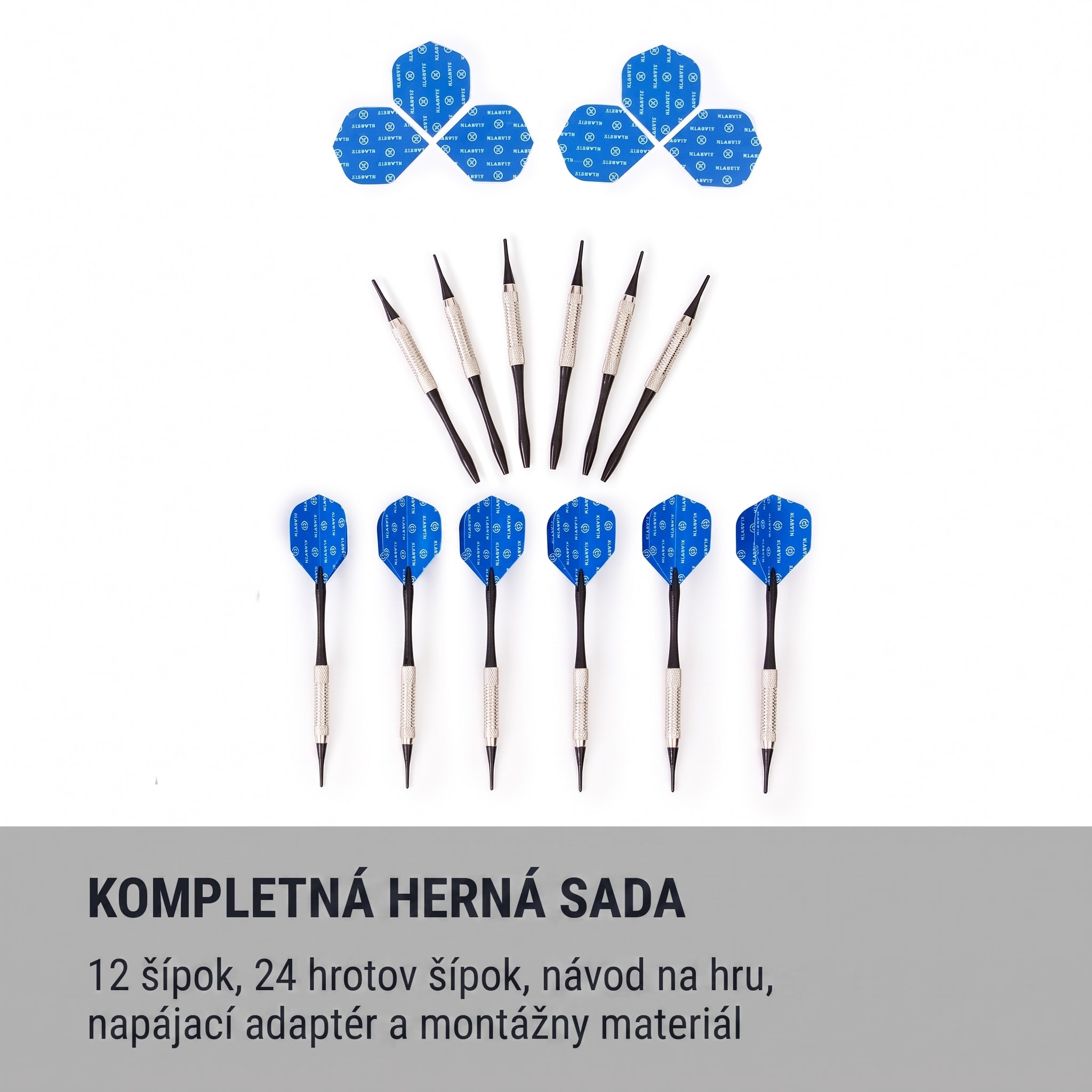 KLARFIT Dartmaster 180 šípky predné dvierka vrátane 12 šípok a 24 šípkových hrotov napájanie montáž na stenu – Obrázok 3