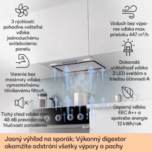 Klarstein Camila, vstavaný digestor, 52 cm, 369 m³/h, LED, dotyková plocha, nehrdzavejúca oceľ