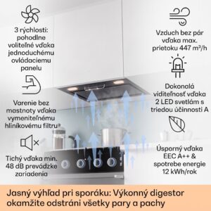 Klarstein Camila, vstavaný digestor, 52 cm, 369 m³/h, LED, dotyková plocha, nehrdzavejúca oceľ