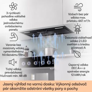Klarstein Camila, vstavaný digestor, 70 cm, 380 m³/h, LED, dotyková plocha, nehrdzavejúca oceľ