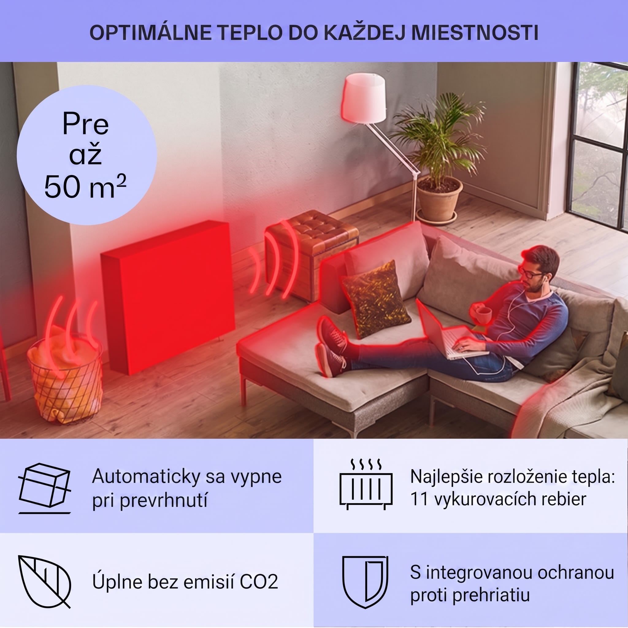 Sanford Smart, olejový radiátor, 2500 W, týždenný časovač, LED displej, dotykový panel, Klarstein aplikácia – Obrázok 4