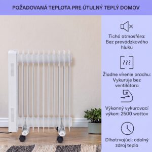 Sanford Smart, olejový radiátor, 2500 W, týždenný časovač, LED displej, dotykový panel, Klarstein aplikácia