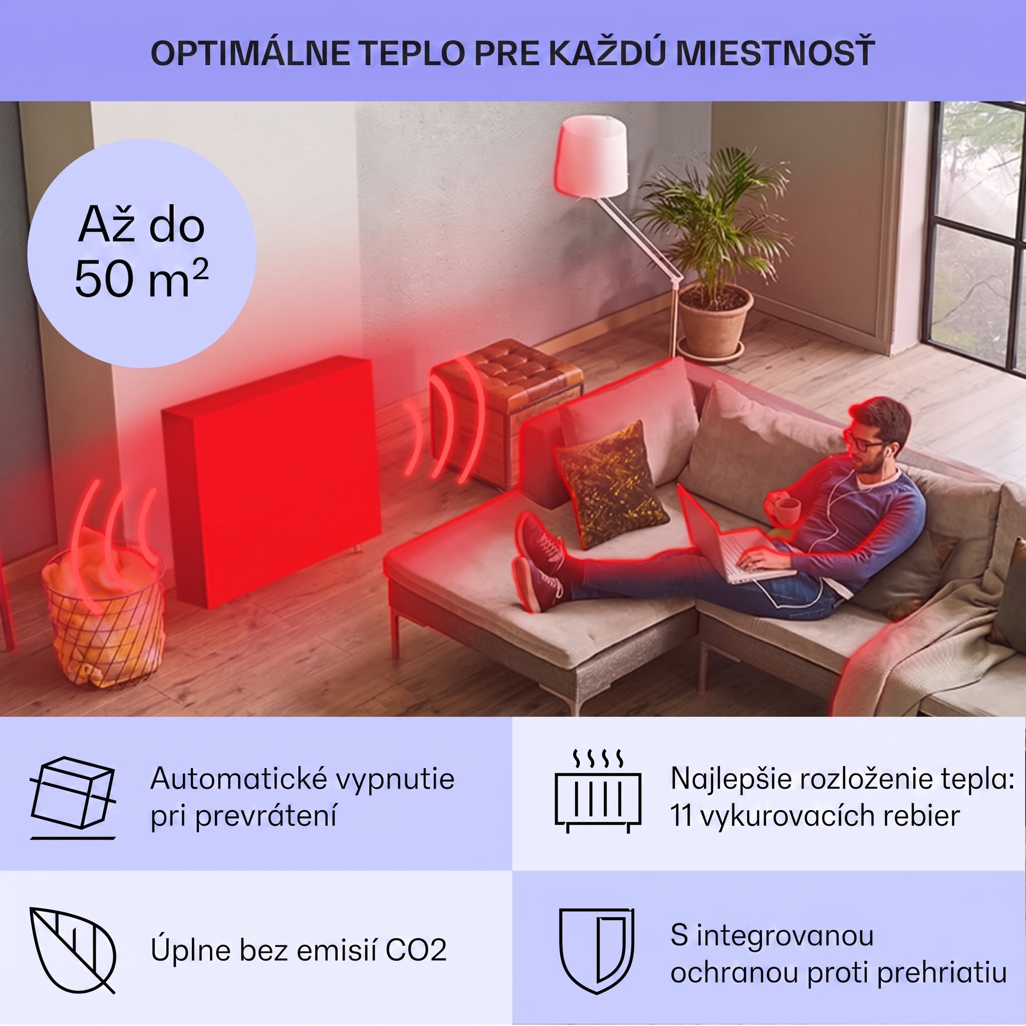 Sanford Smart, olejový radiátor, 2500 W, týždenný časovač, LED displej, dotykový panel, Klarstein aplikácia – Obrázok 4