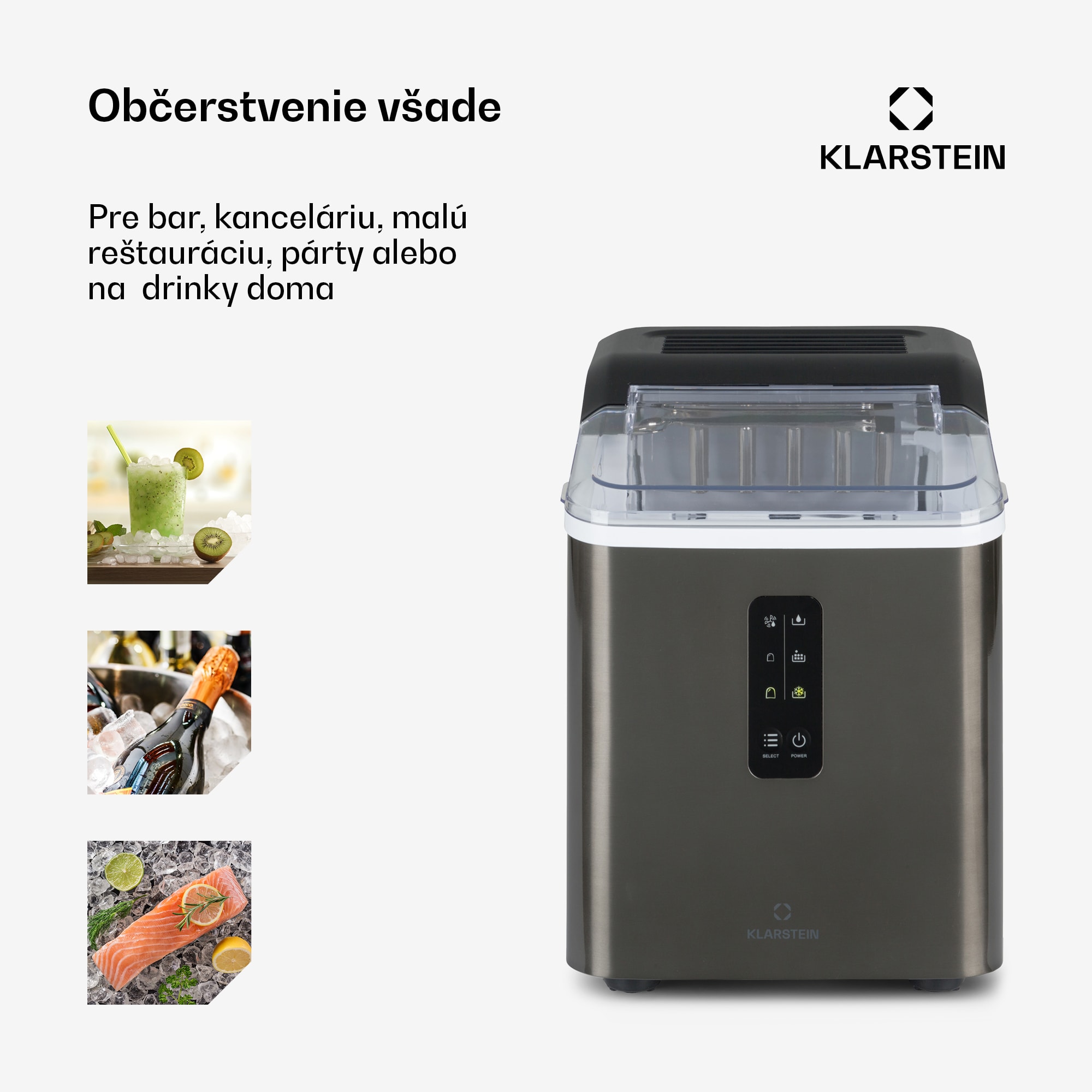 Klarstein Albaron Supreme výrobník ľadu Bullet 12 kg/24 h 1,5 l nerezová oceľ – Obrázok 3