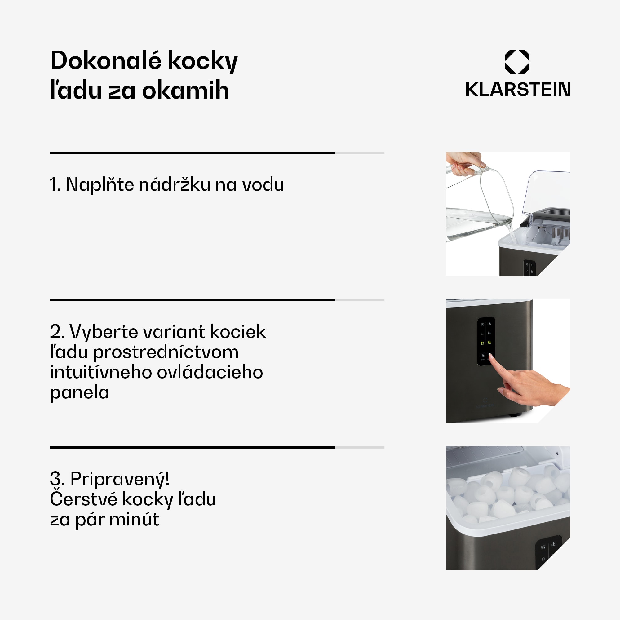 Klarstein Albaron Supreme výrobník ľadu Bullet 12 kg/24 h 1,5 l nerezová oceľ – Obrázok 4