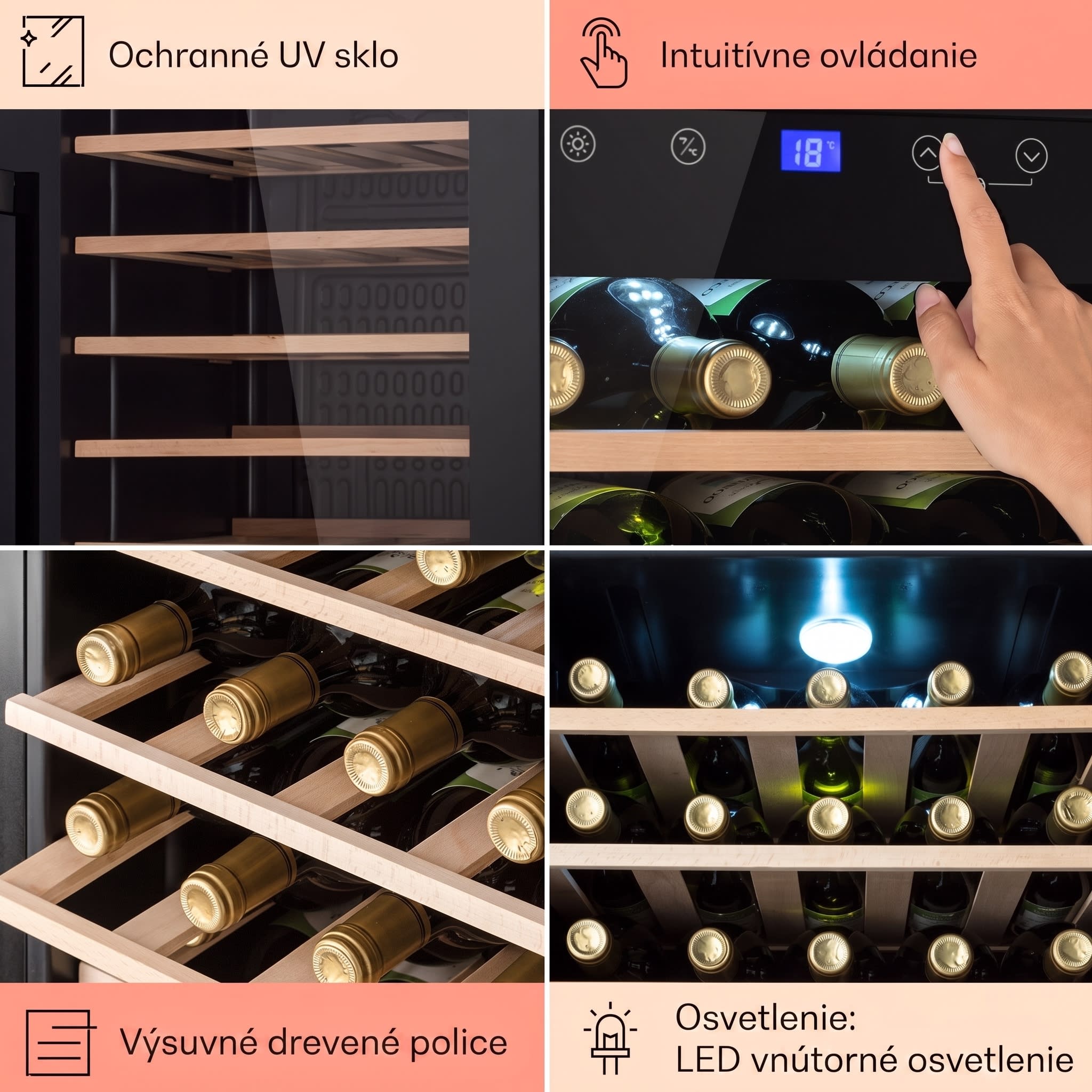 Klarstein Barossa 32 Uno, vinotéka, 95 l, 36 fliaš, 1 zóna, dotykový displej – Obrázok 4