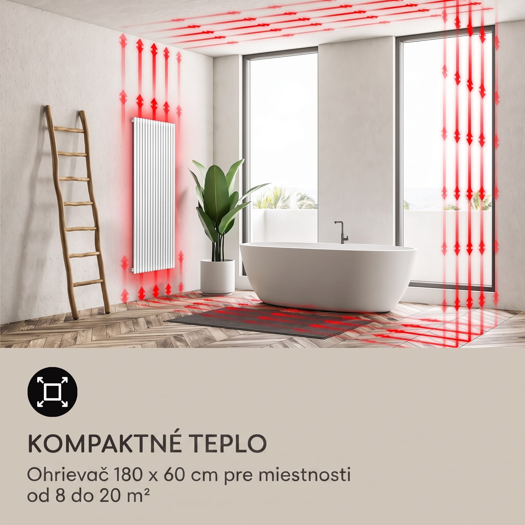 Blumfeldt Delgado, 180 x 60, radiátor, kúpeľňový radiátor, rúrkový radiátor, 1065W, teplá voda, 1/2 – Obrázok 4