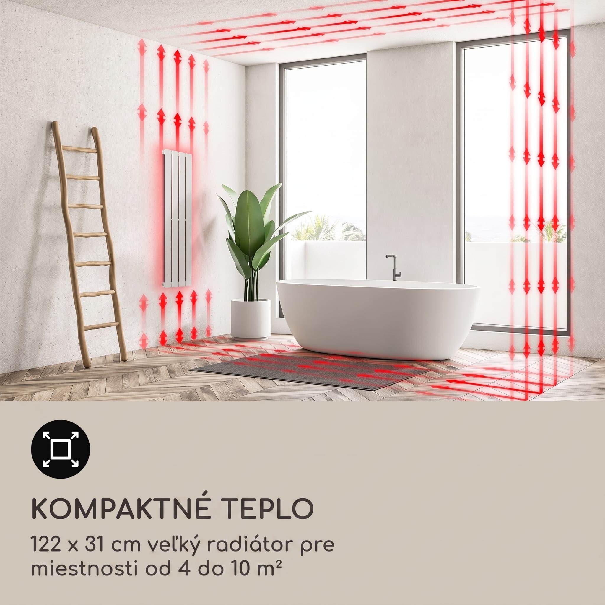Blumfeldt Ontario 120 x 30 radiátor 1/2" bočné pripojenie nástenná inštalácia 380 watt – Obrázok 4