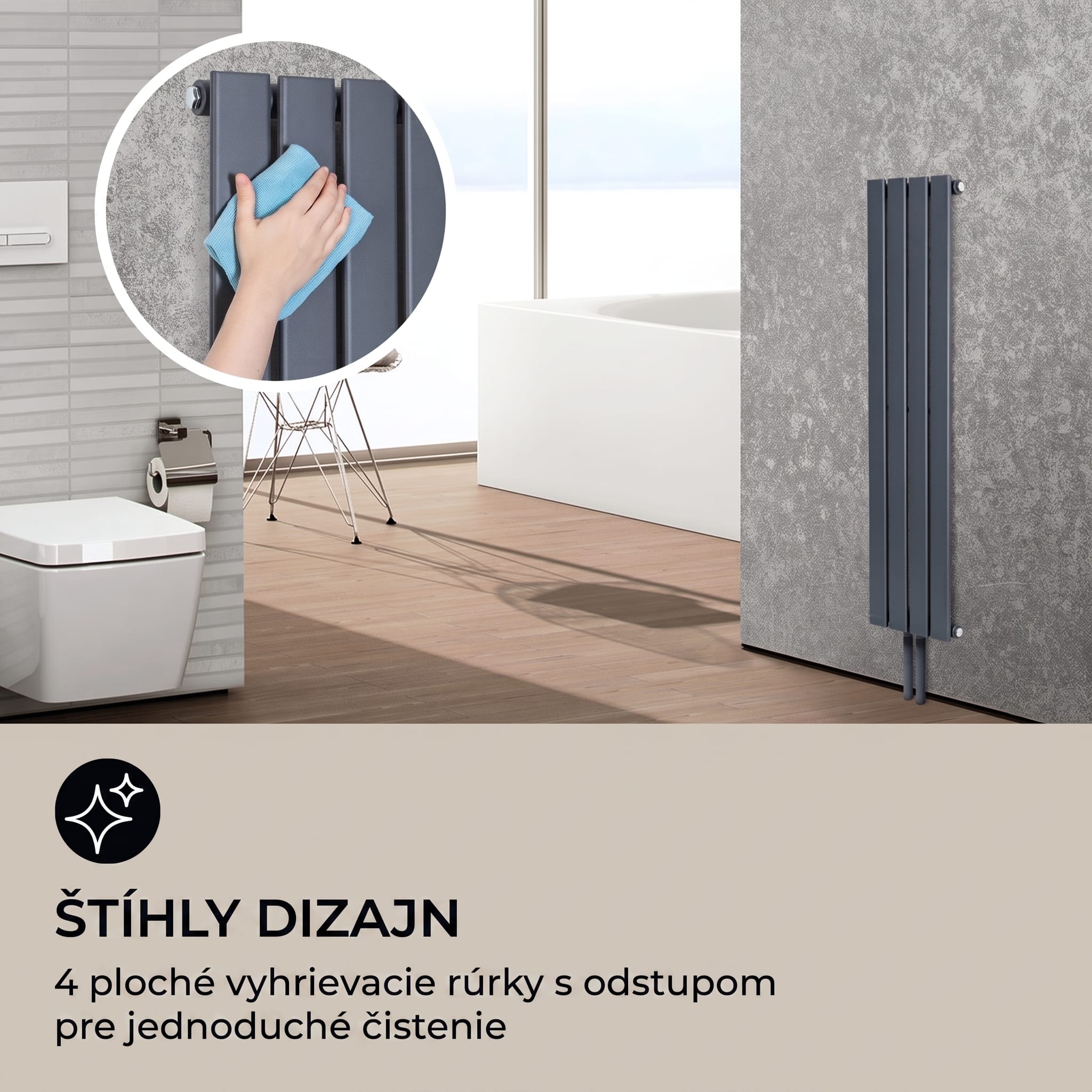 Blumfeldt Ontario 120 x 30 radiátor 1/2" bočné pripojenie, nástenná inštalácia, 380 watt – Obrázok 3