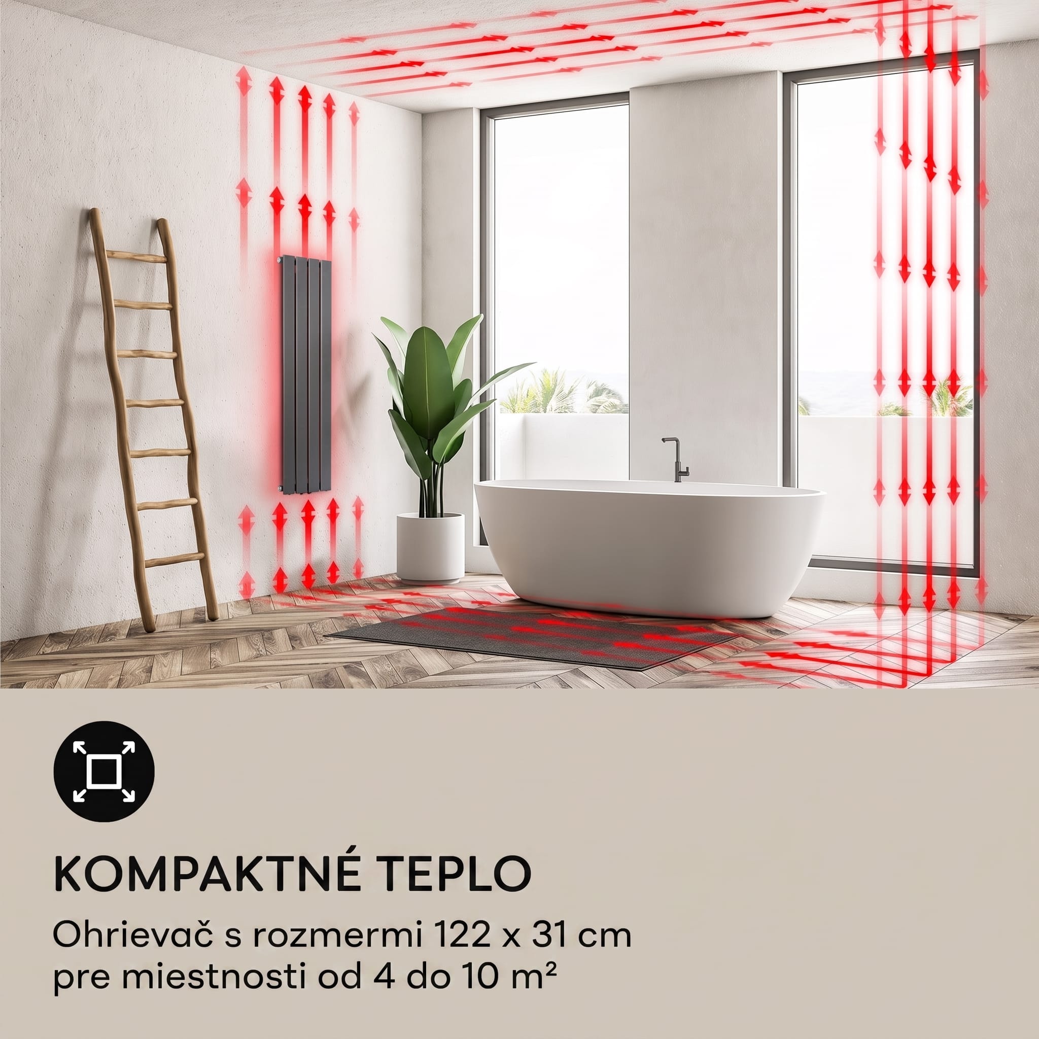 Blumfeldt Ontario 120 x 30 radiátor 1/2" bočné pripojenie, nástenná inštalácia, 380 watt – Obrázok 4
