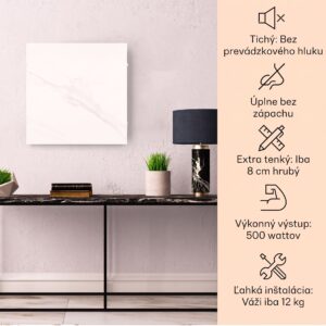 Klarstein Wonderwall Santorini Smart, infračervený ohrievač, 60 x 60 cm, 500 W, týždenný časovač, IP24