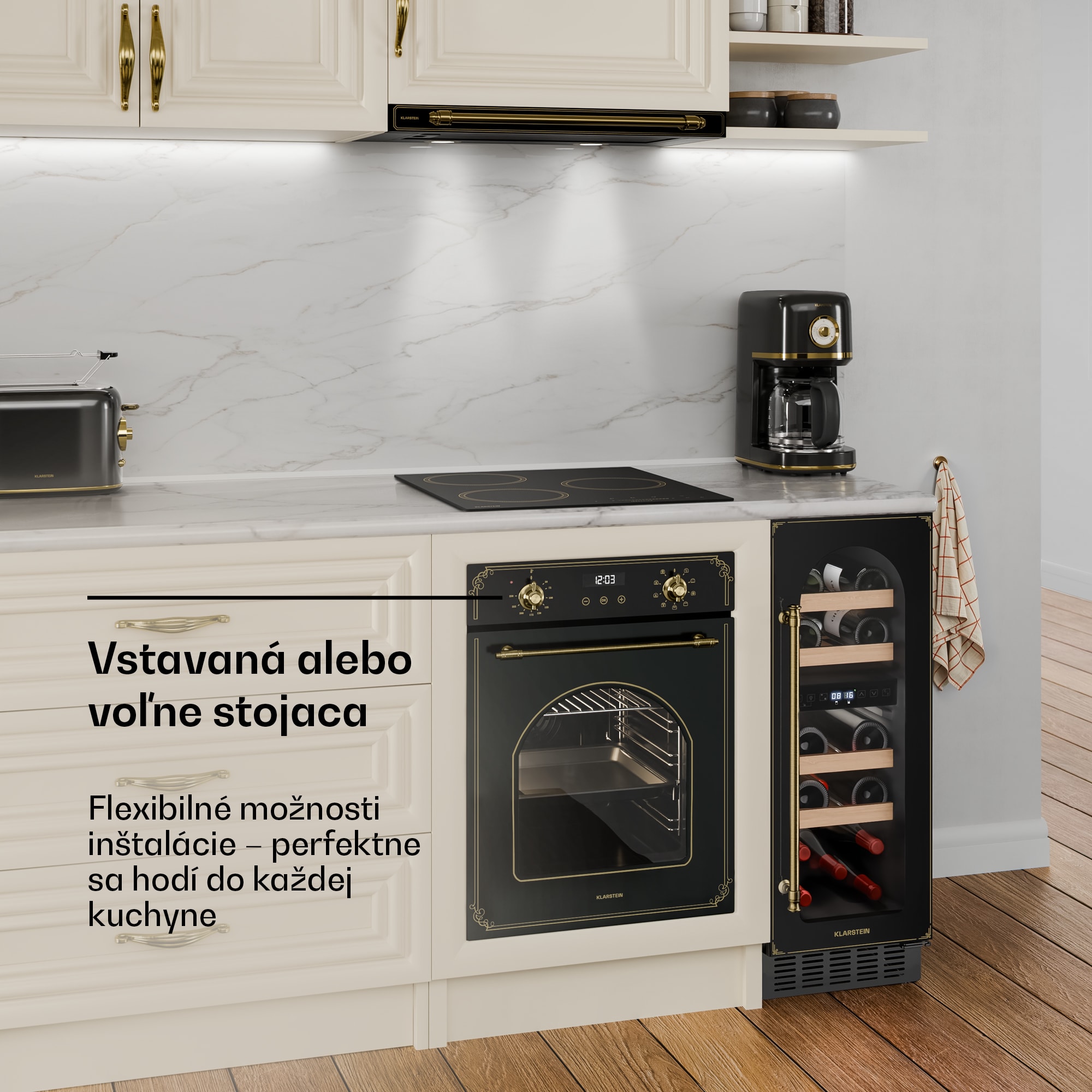 Klarstein Vinovilla Victoria 17 Built-In Duo Vilhelmine Edition, vinotéka, 17 fliaš, sklenené dvierka – Obrázok 3
