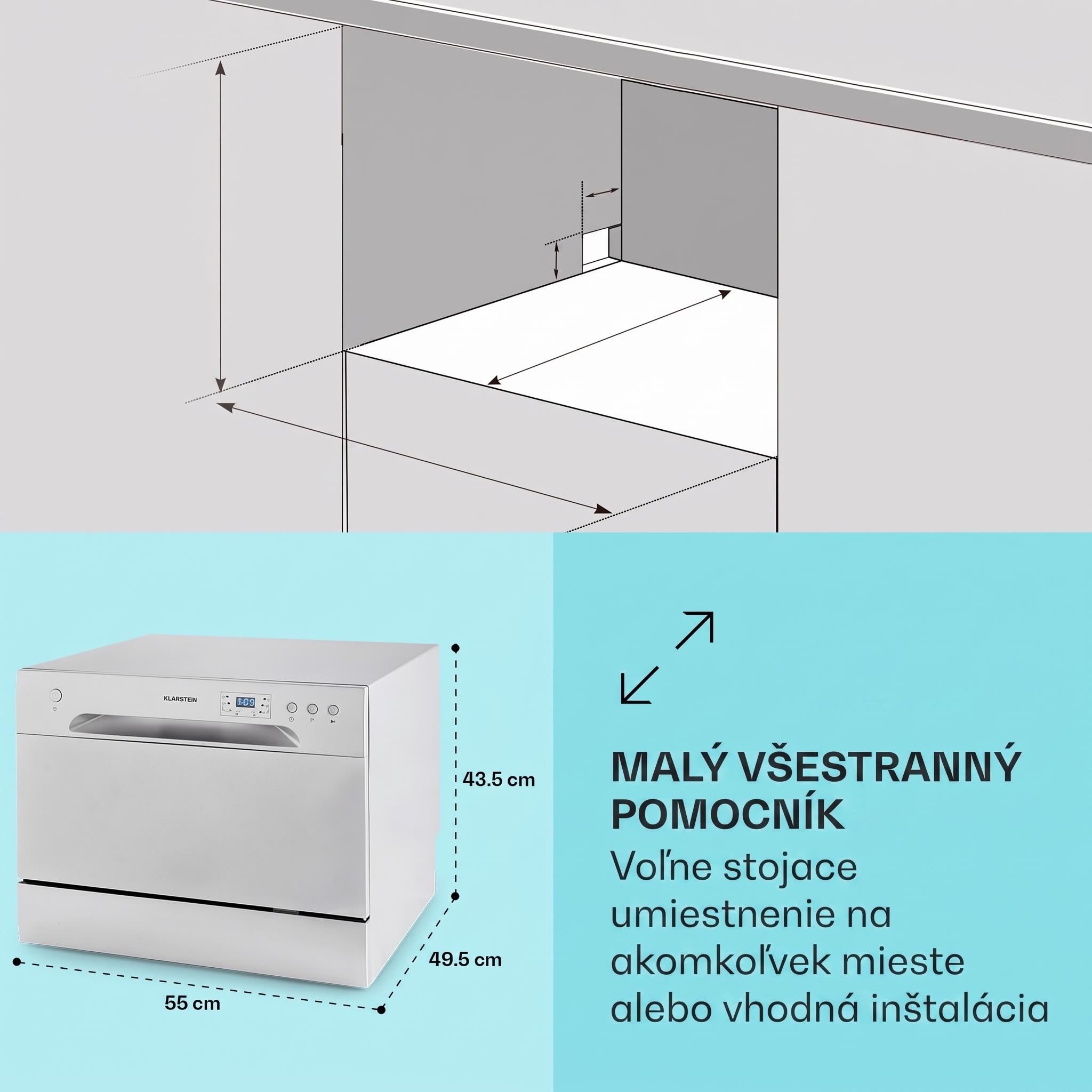 Klarstein Havasia UV 6, umývačka riadu, UV svetlo, 1380 W, voľne stojaca – Obrázok 4