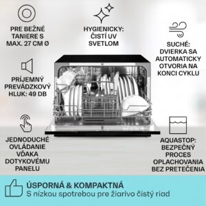 Klarstein Havasia UV 6, umývačka riadu, UV svetlo, 1380 W, voľne stojaca