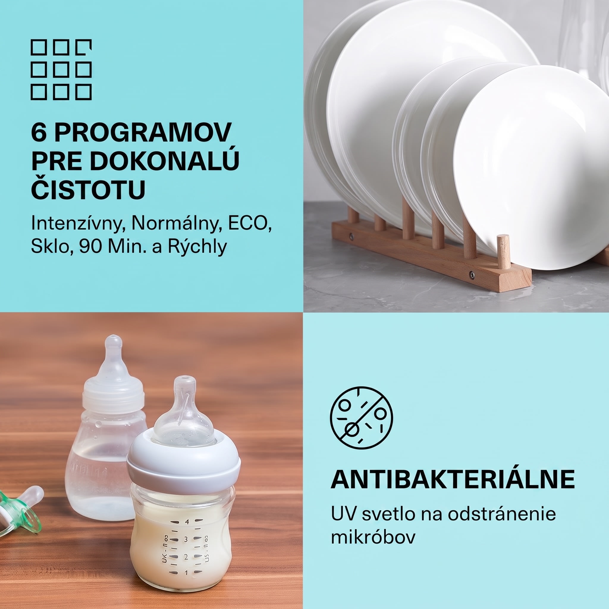Klarstein Havasia UV 6, umývačka riadu, UV svetlo, 1380 W, voľne stojaca – Obrázok 2