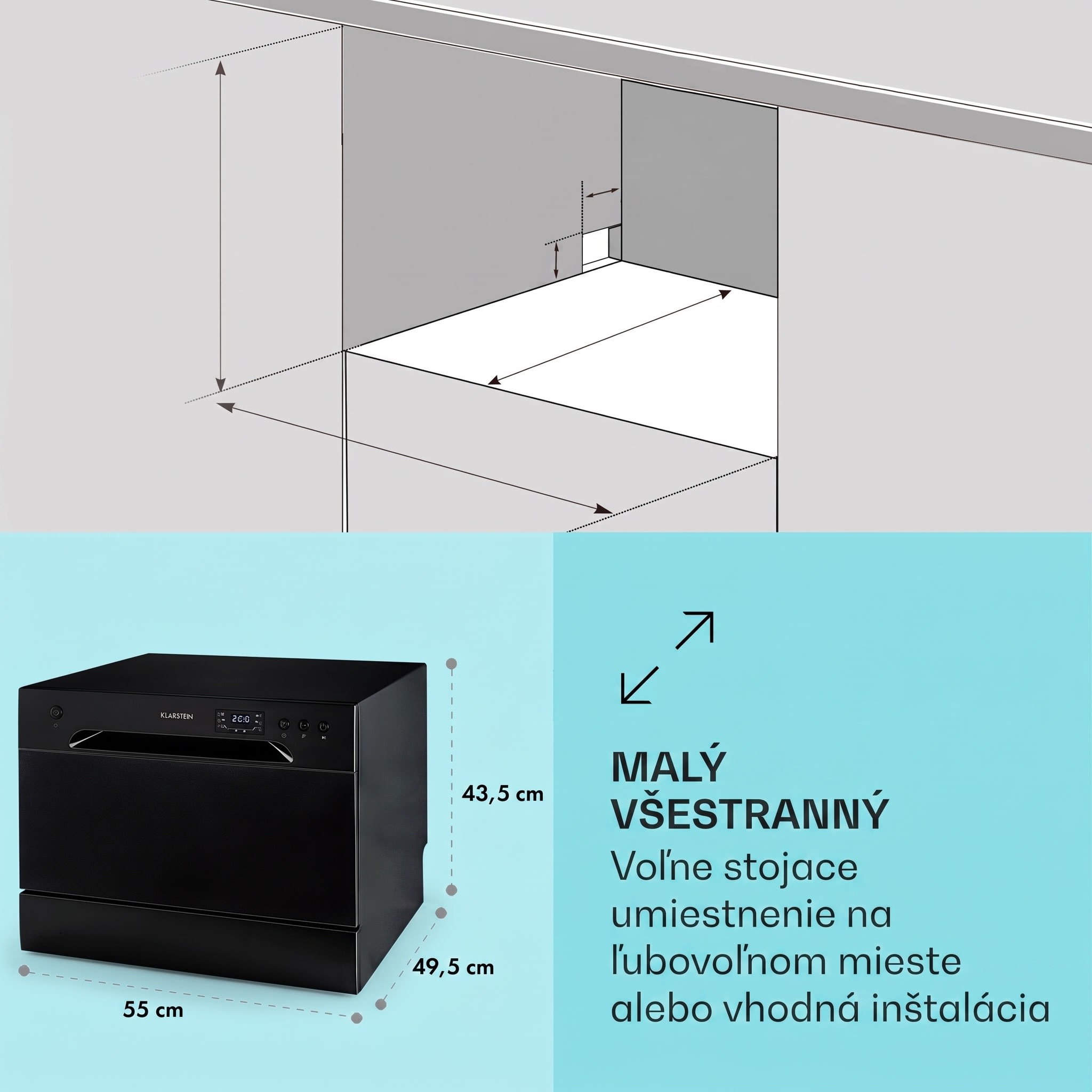 Klarstein Havasia UV 6, umývačka riadu, UV svetlo, 1380 W, voľne stojaca – Obrázok 4