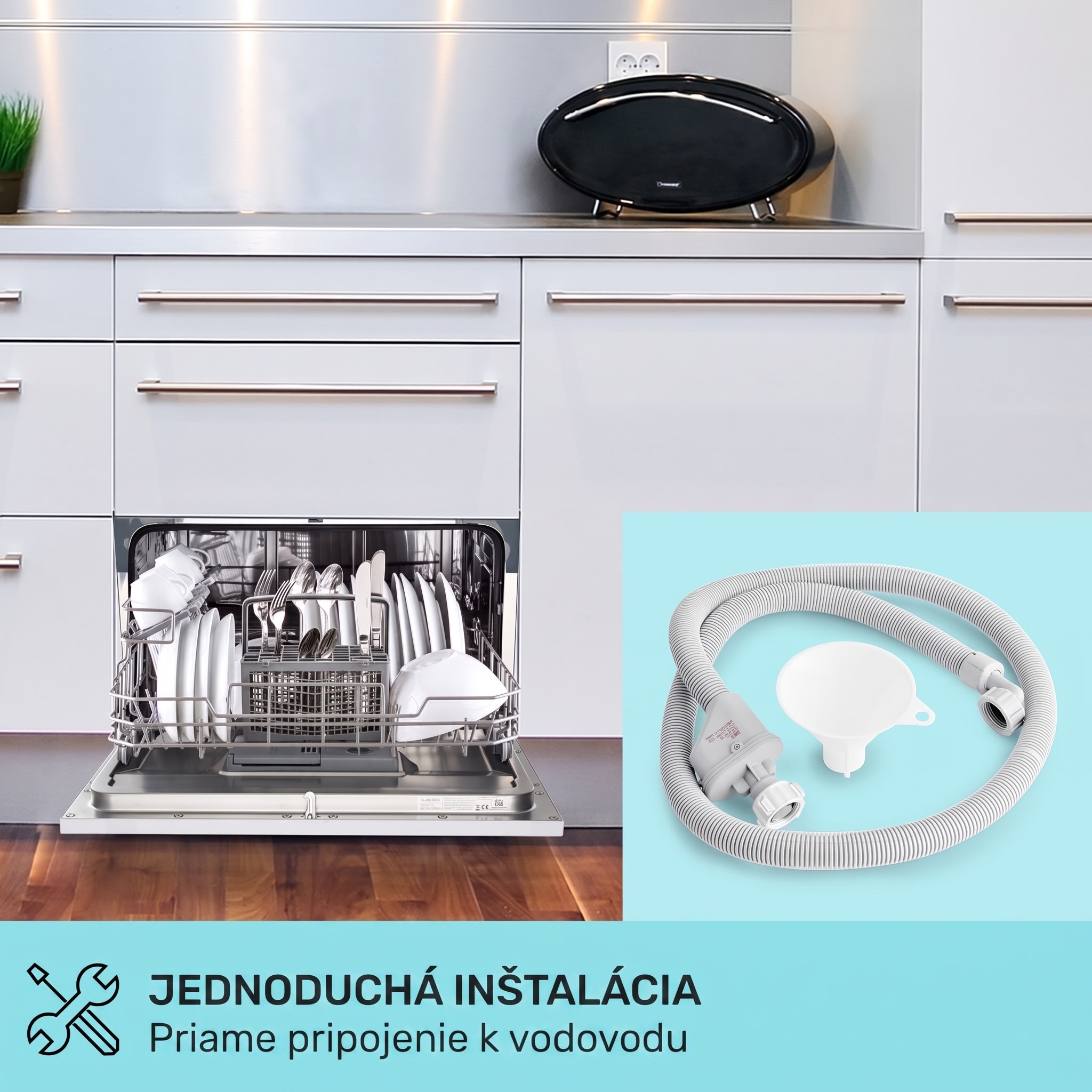 Klarstein Havasia UV 6 Luminance, umývačka riadu, UV svetlo, 1380 W, sklenená predná časť, voľne stojaca – Obrázok 3