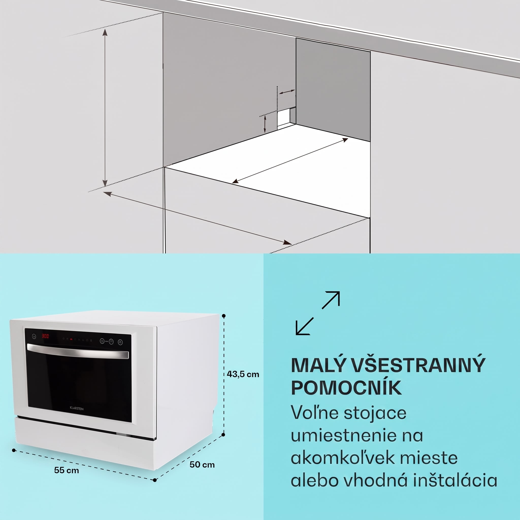 Klarstein Havasia UV 6 Luminance, umývačka riadu, UV svetlo, 1380 W, sklenená predná časť, voľne stojaca – Obrázok 4