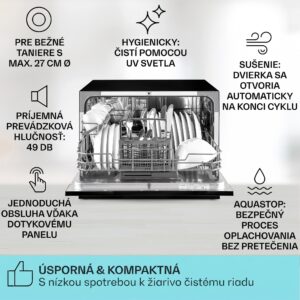 Klarstein Amazonia TT 8, umývačka riadu, 1620 W, UV-svetlo, voľne stojaca/na zabudovanie