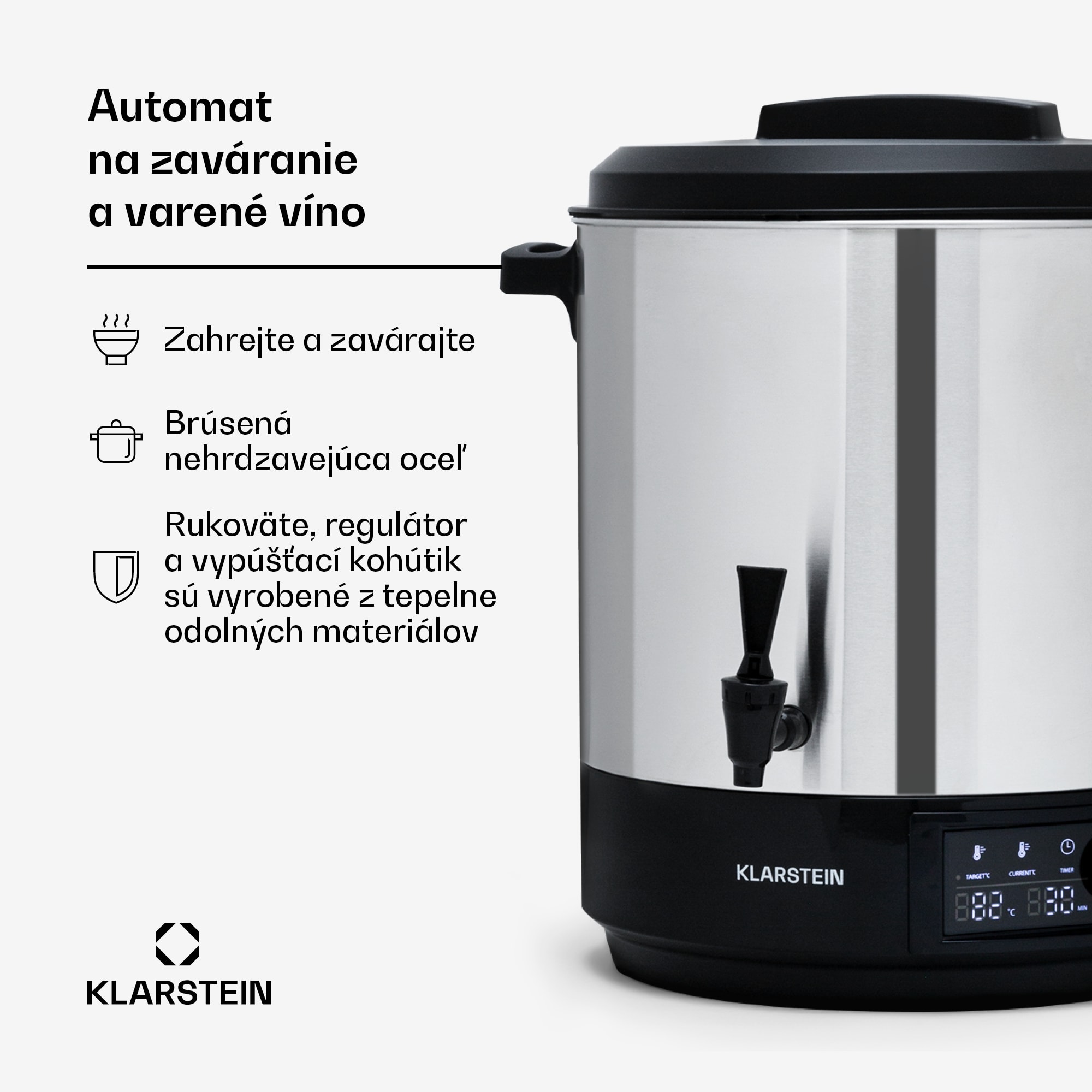 Klarstein Abbey 25 zavárací automat nápojový dávkovač 25L 100°C 180min nerezová oceľ – Obrázok 2